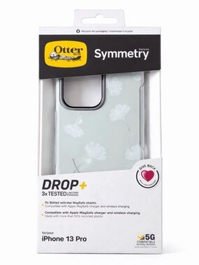 OtterBox Symmetry Series iPhone 13 Pro Case - Mint Green with White Floral